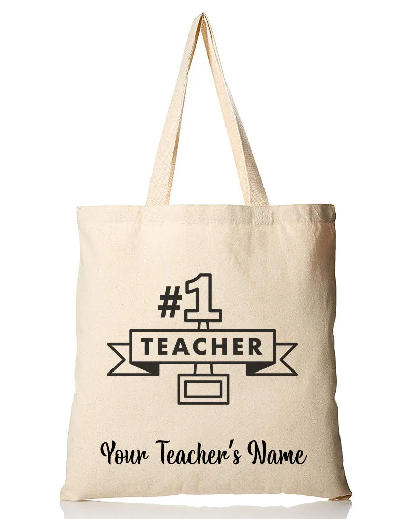 #1 Teacher Customizable Tote Bag - Teacher's Tote Bags