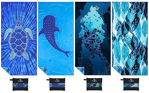 6 Pack Microfiber Lightweight Thin Beach Towel Sand Free Quick Dry Super Absorbent Large Towels for Swimming Pool Yoga Gym Travel Vacation Beach Accessories Essentials for Adults