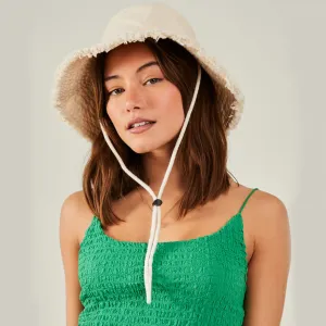 Accessorize London Women's Lace Trim Bucket Hat Natural