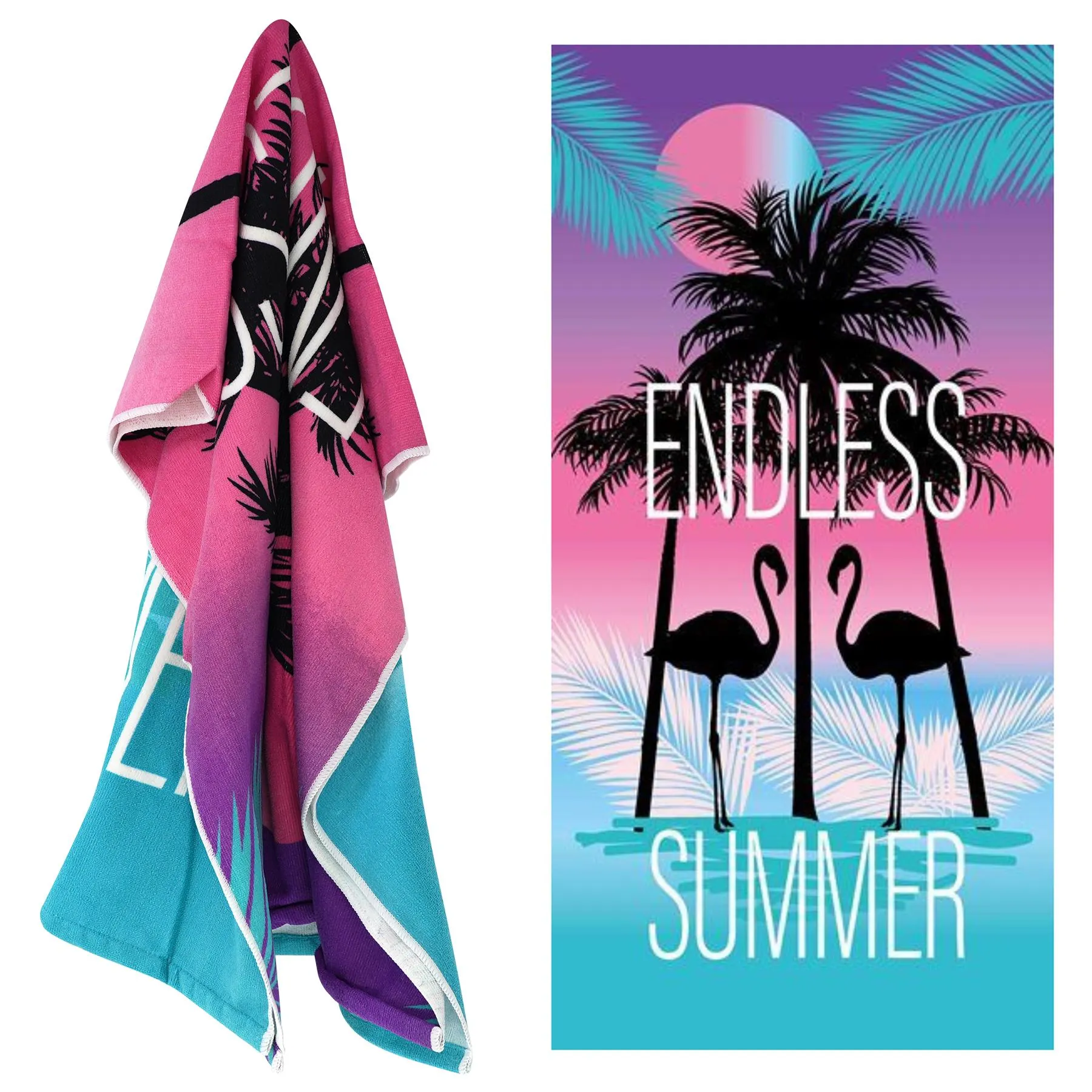 Beach Bath Towel Flamingo Design Microfibre Towel