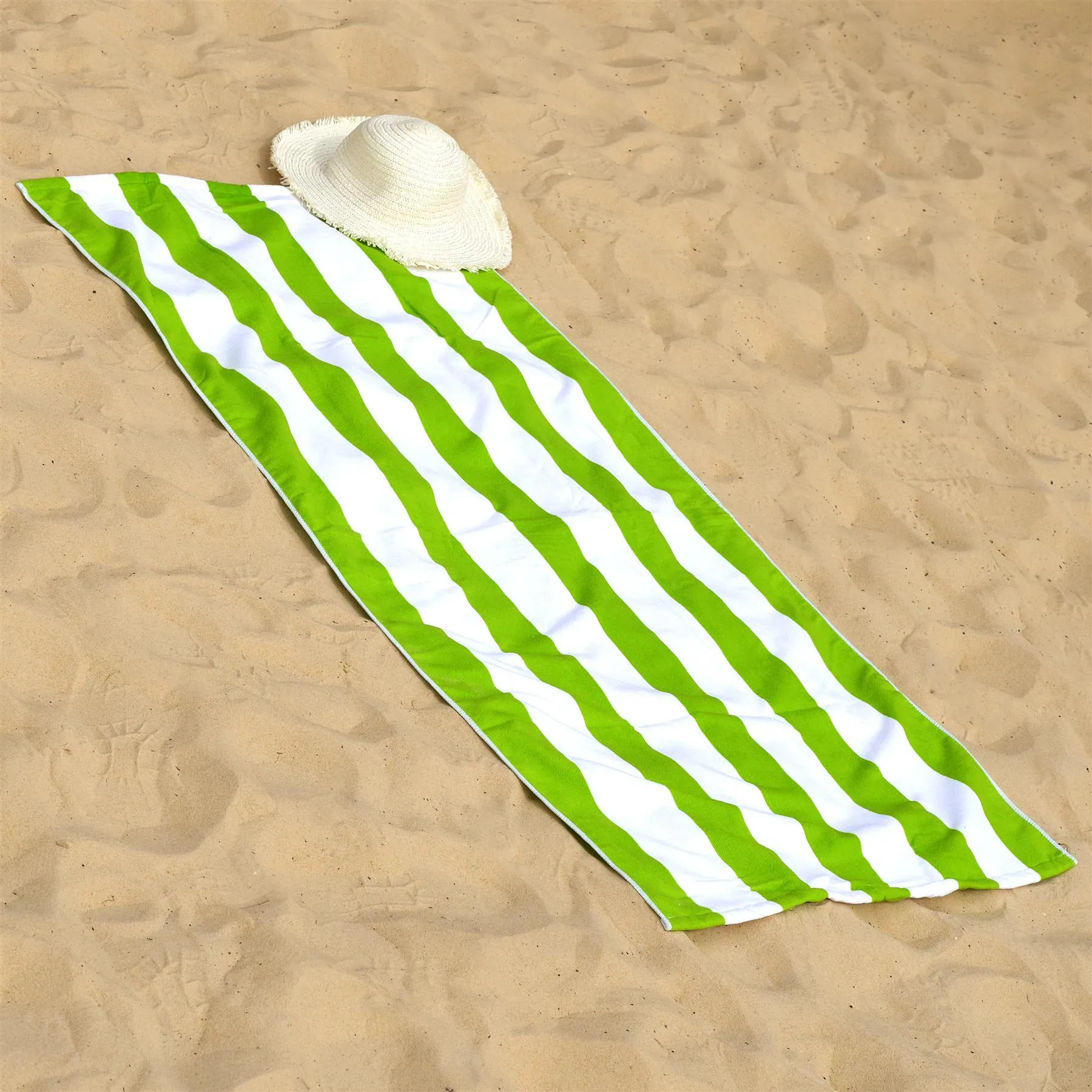 Beach Bath Towel Large Microfibre Green Striped