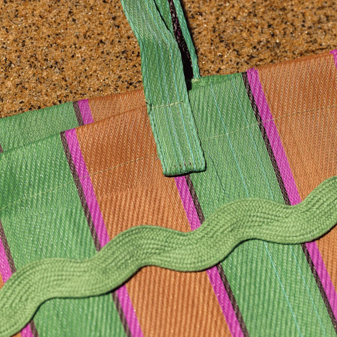 Beach Carry Bag - Green and Orange Stripe