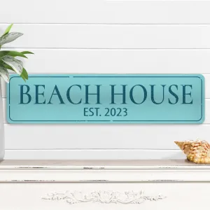 Beach House Established Metal Sign