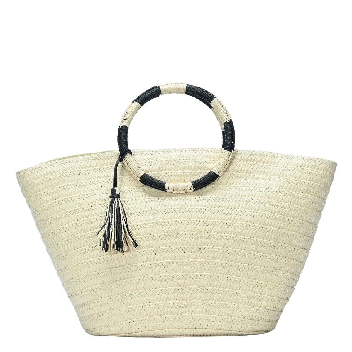 BGT2757 Circle Handle Straw Bags w/ Tassel