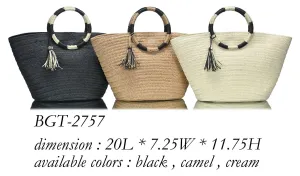 BGT2757 Circle Handle Straw Bags w/ Tassel