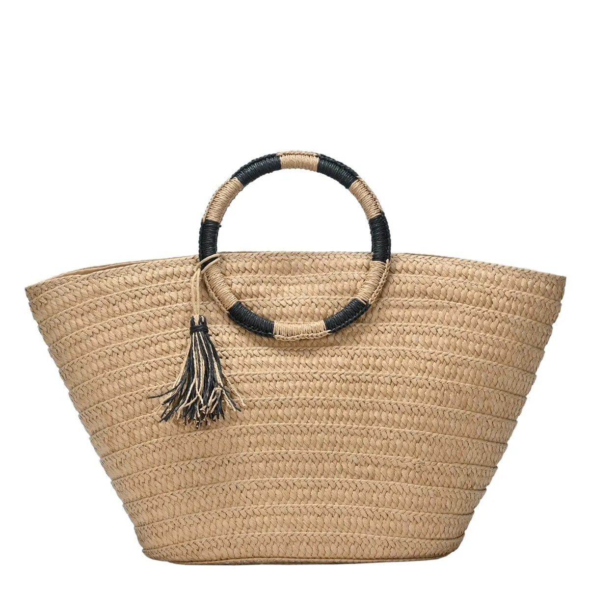 BGT2757 Circle Handle Straw Bags w/ Tassel