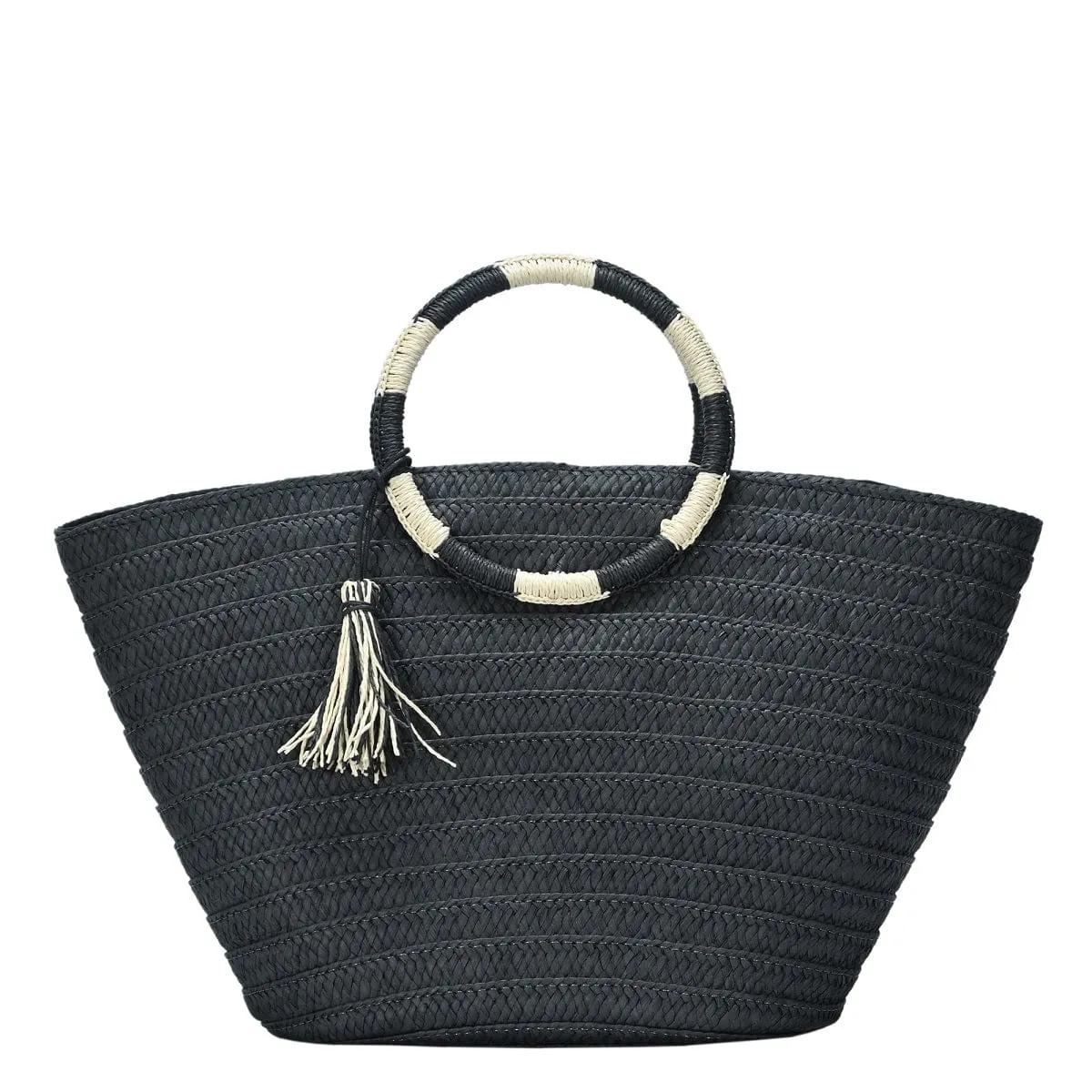 BGT2757 Circle Handle Straw Bags w/ Tassel