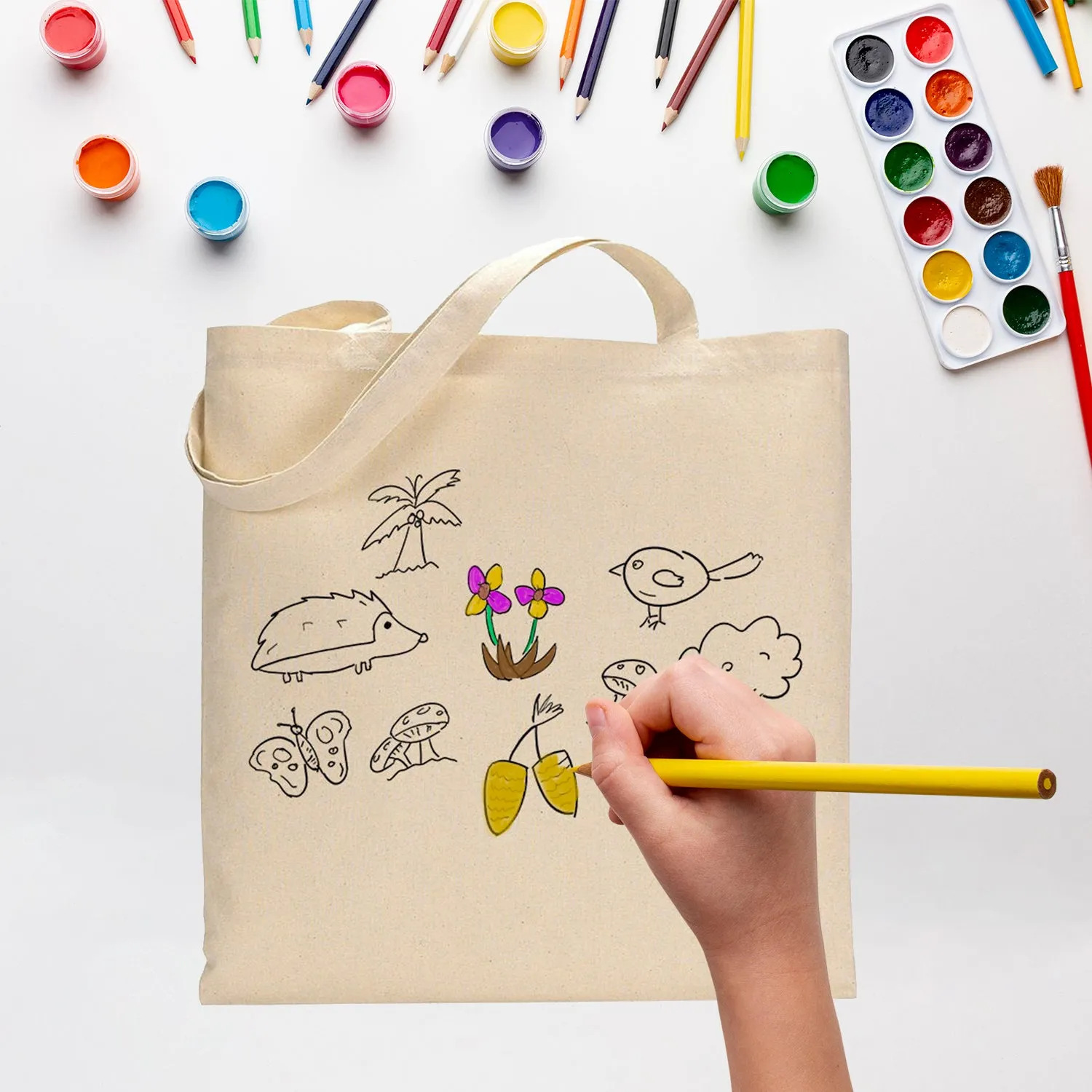 Black Color Jungle Tote Bag (Advance Level) - Coloring-Painting Bags for Kids