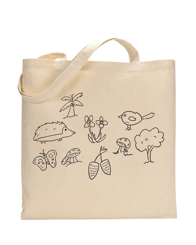 Black Color Jungle Tote Bag (Advance Level) - Coloring-Painting Bags for Kids