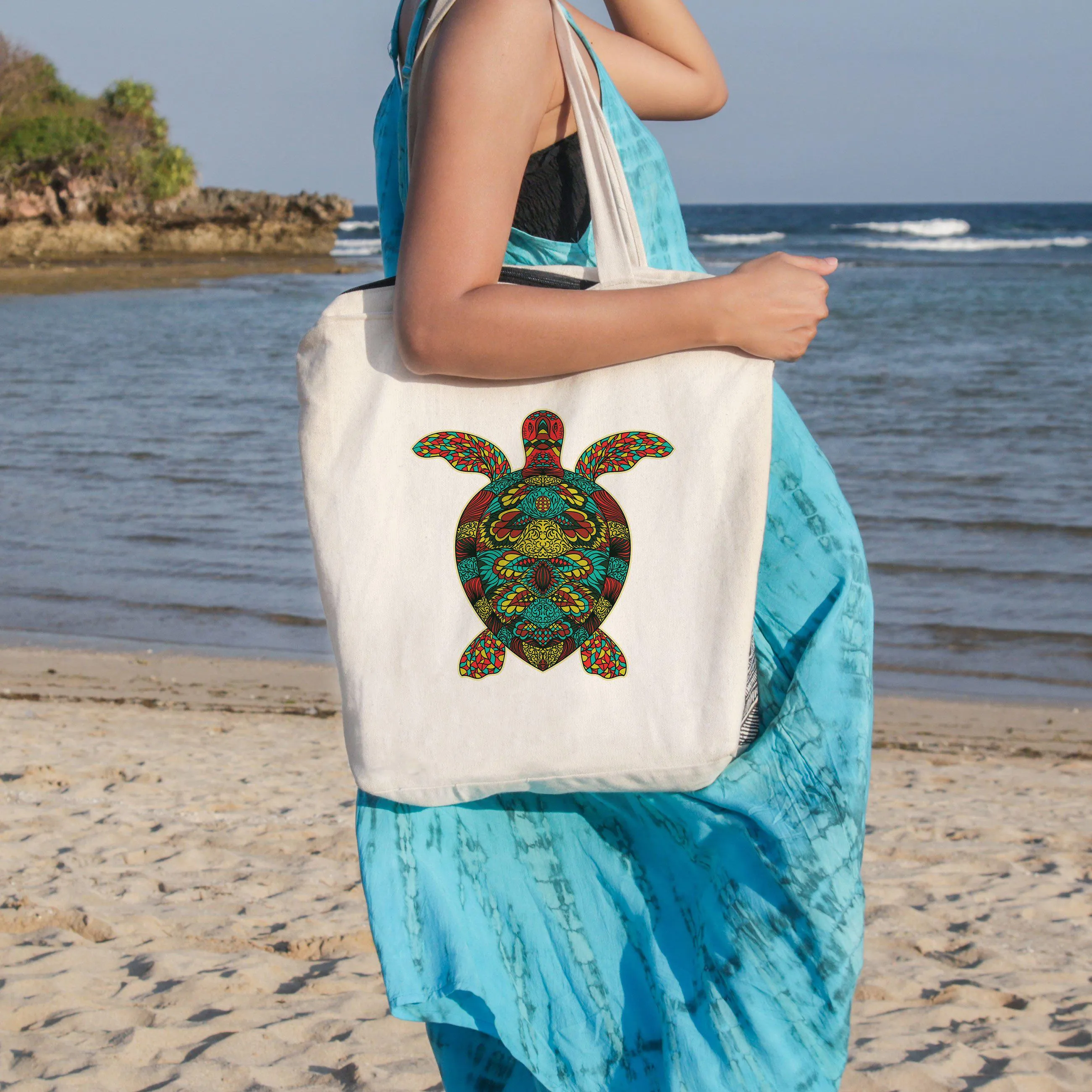 Bohemian Sea Turtle Beach Tote