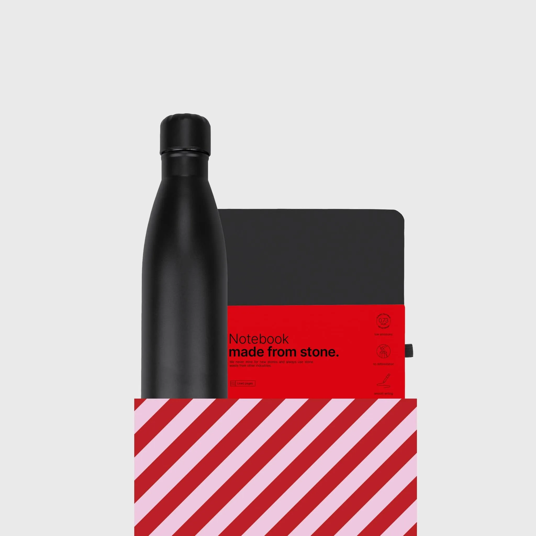 Bundle - Thermal bottle & Stone Paper Notebook, Black