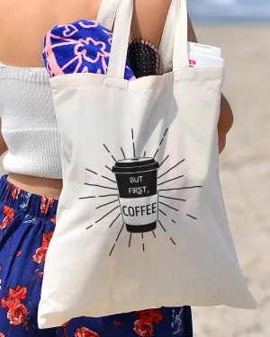 But First Coffee Design - Coffee Shop Tote Bags