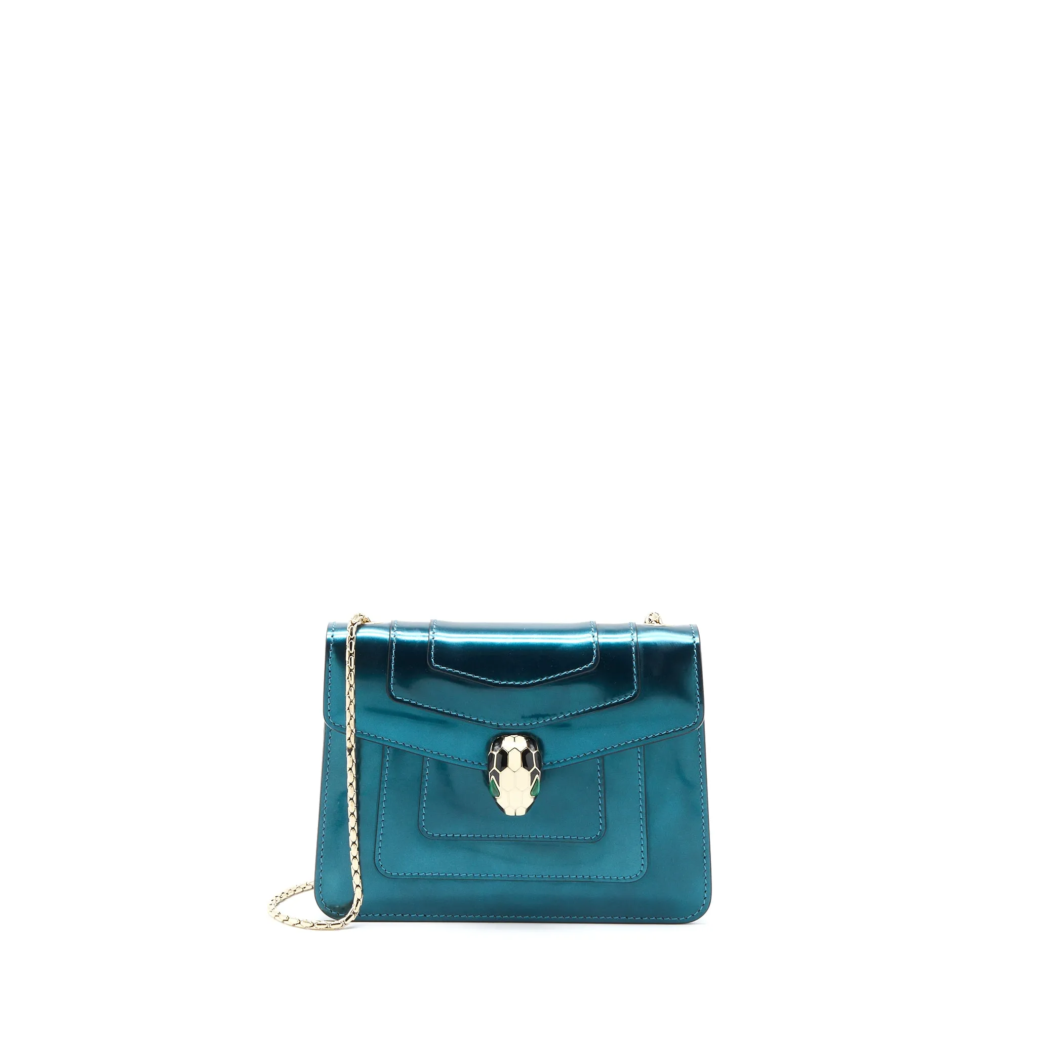 Bvlgari Serpenti Forever Crossbody Bag Patent Green LGHW