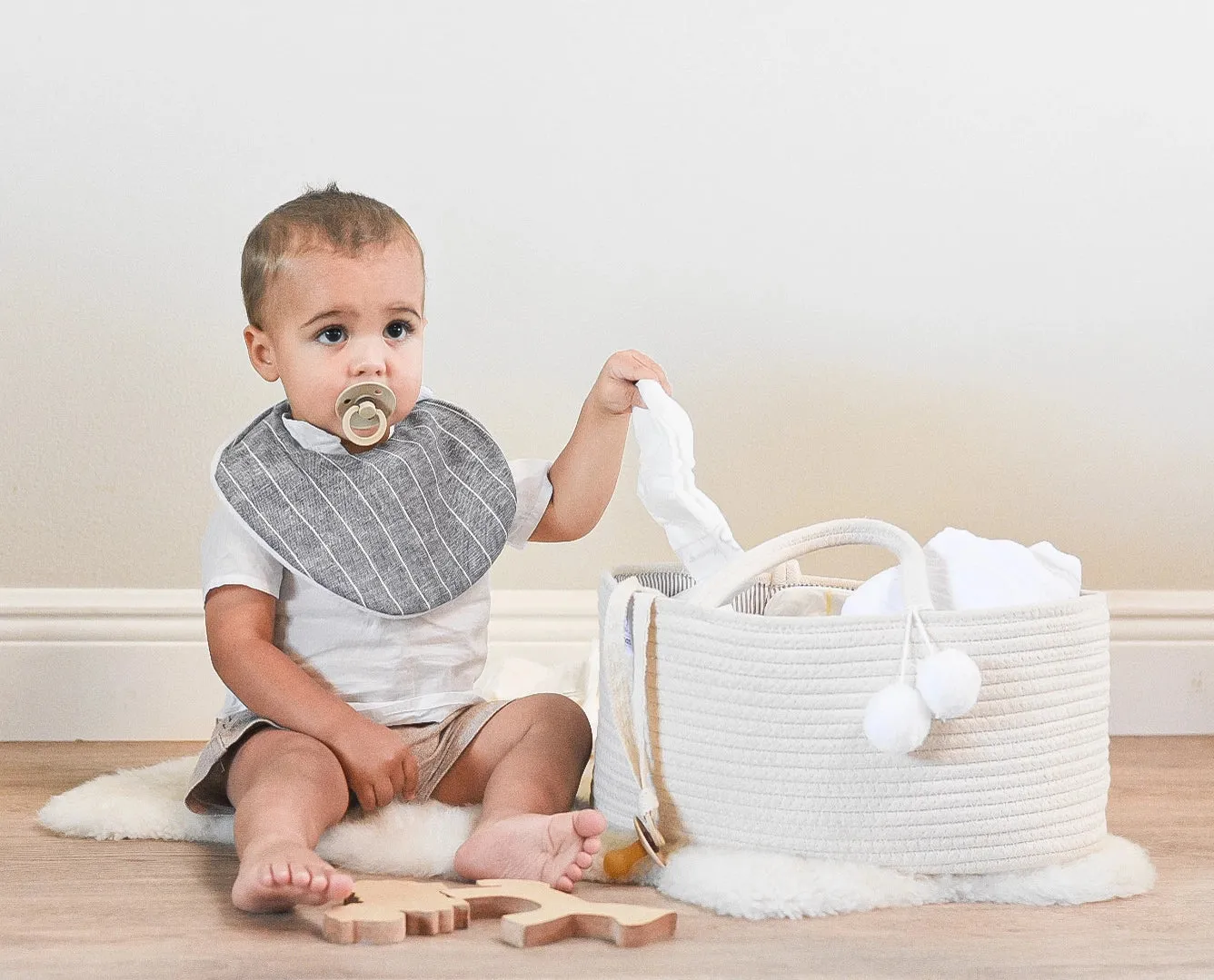 Cotton Rope Diaper Caddy- Off-white