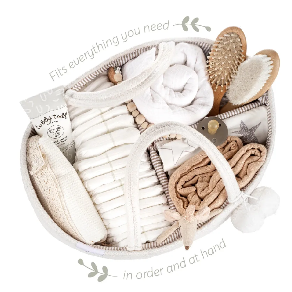 Cotton Rope Diaper Caddy- Off-white