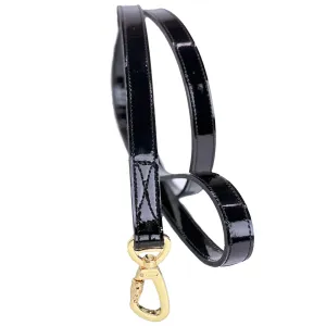 Daisy Dog Leash in Black Patent & Gold