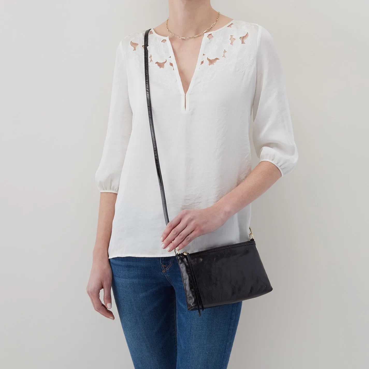 Darcy Crossbody In Polished Leather - Quartz