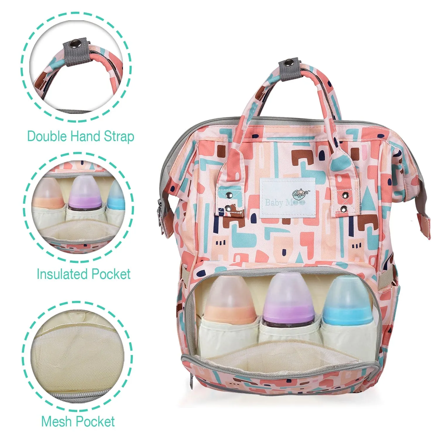 Diaper Bag 
Maternity Backpack Abstract Peach