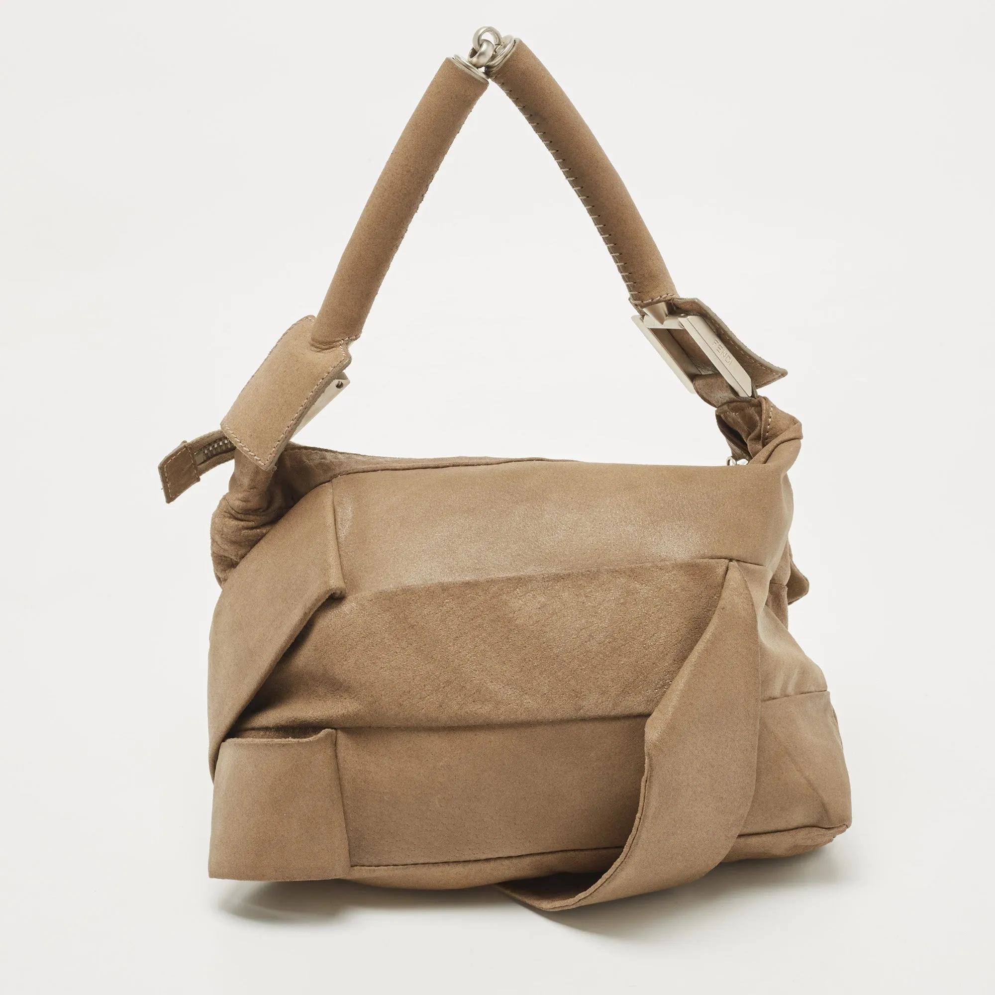 FENDI Beige Suede Hobo