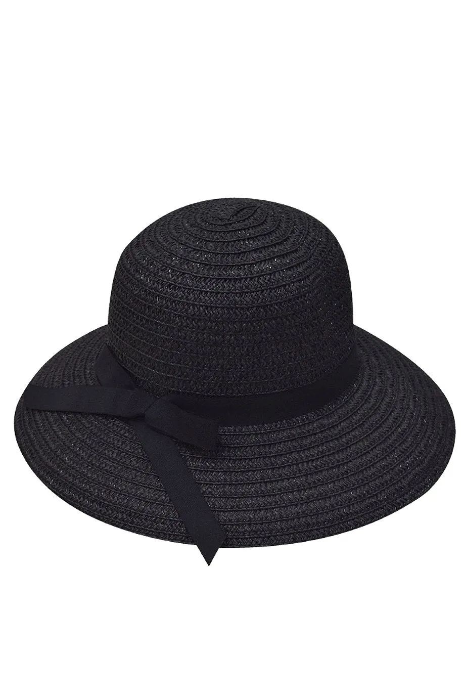 Flavia Black Straw Beach Hat