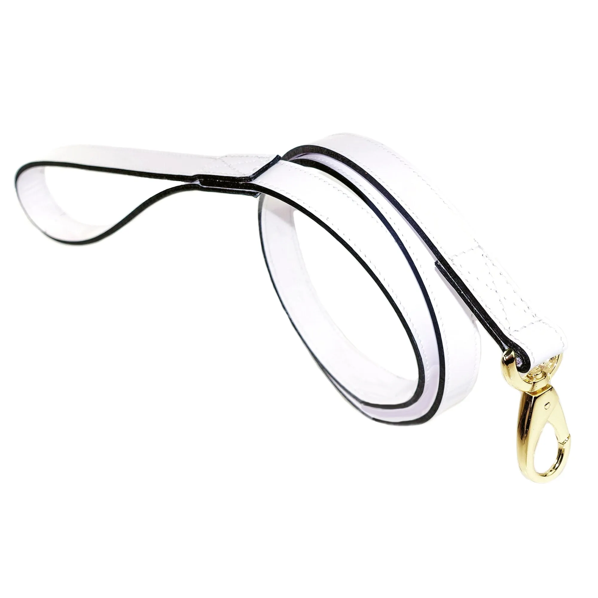 Galaxy Dog Leash in White Patent & Gold