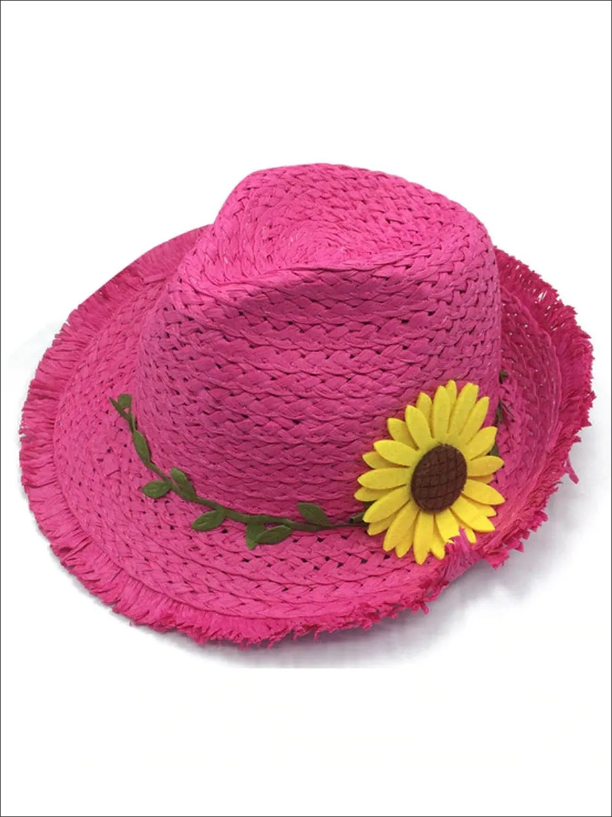 Girls Straw Hat with Sunflower