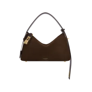 Gold Espresso Suede Hobo Bag