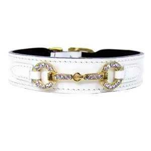 Holiday Dog Collar in White Patent & Gold