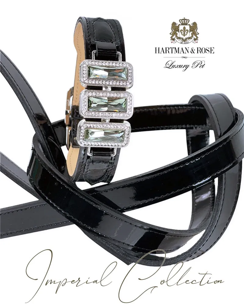 Imperial Dog Leash in Black Patent & Nickel