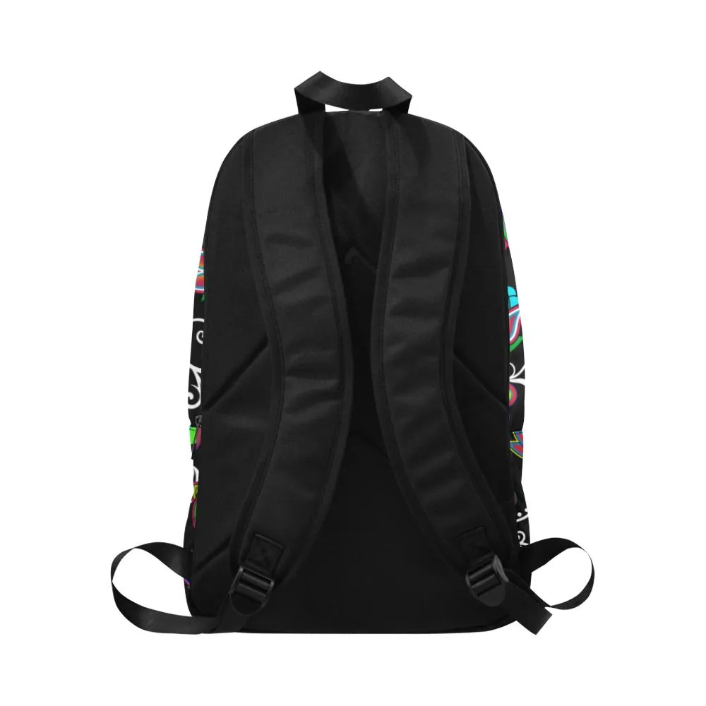 Indigenous Paisley Black Fabric Backpack for Adult