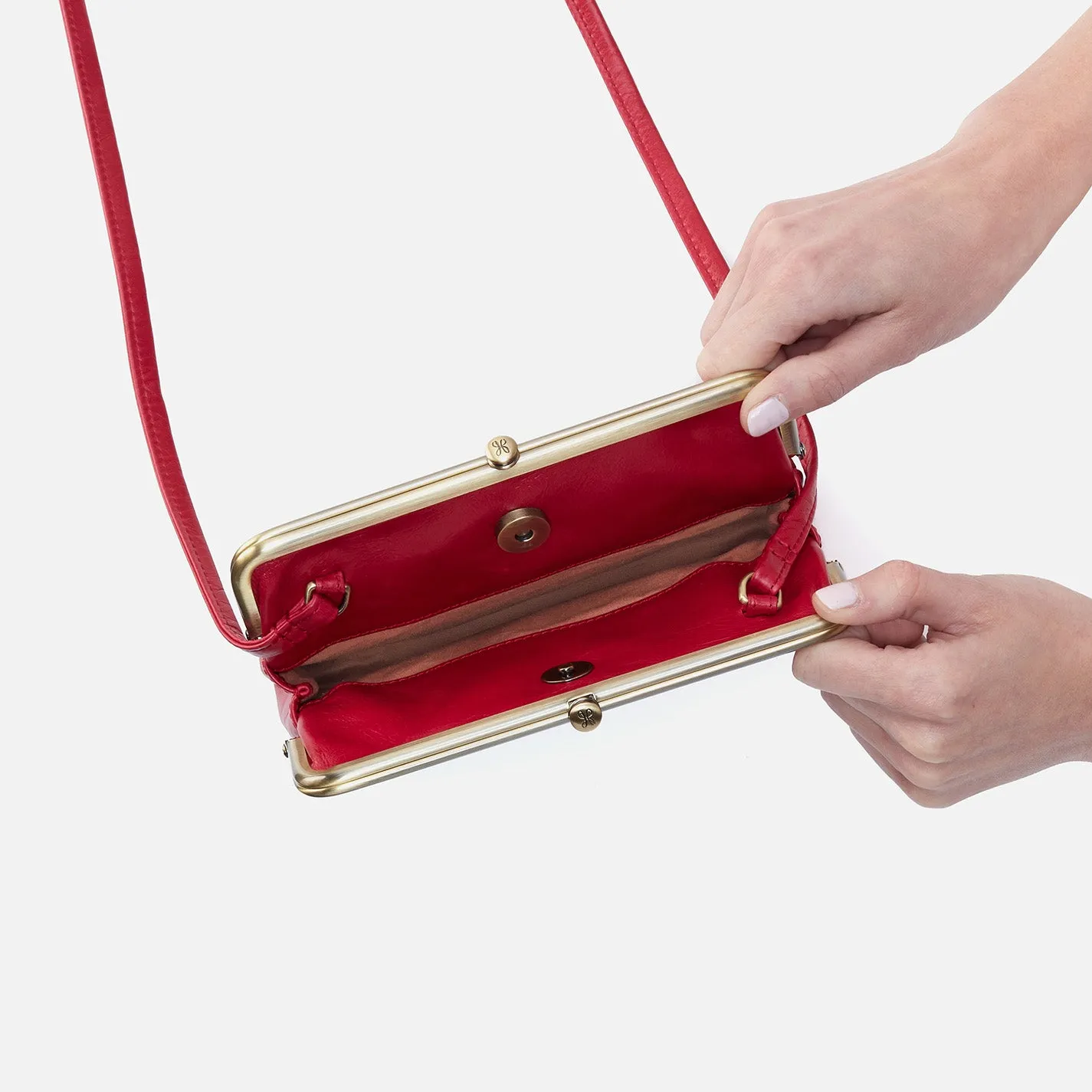 Lauren Crossbody in Polished Leather - Claret