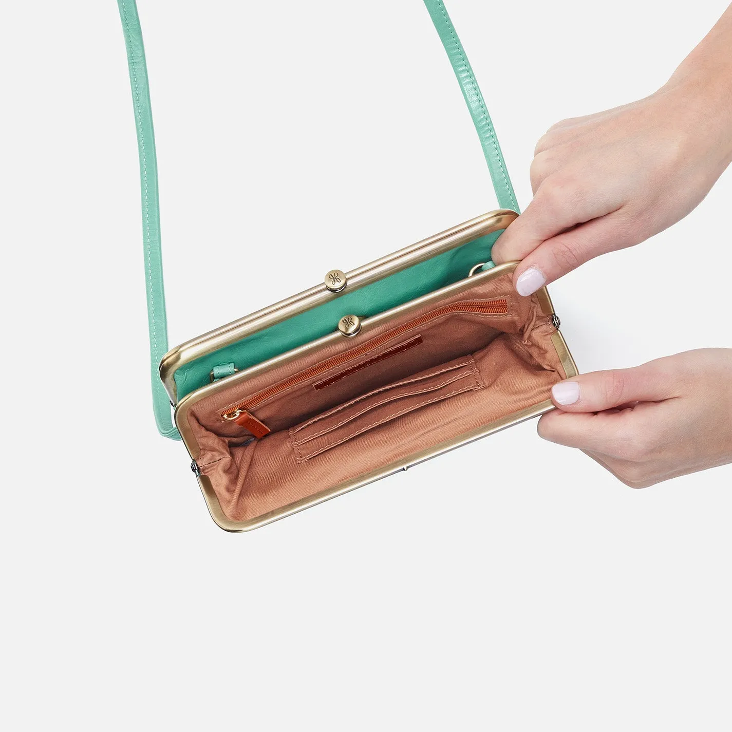 Lauren Crossbody in Polished Leather - Seaglass