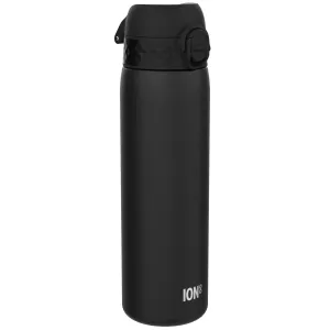 Leak Proof Slim Water Bottle, Stainless Steel, Black, 600ml (20oz)