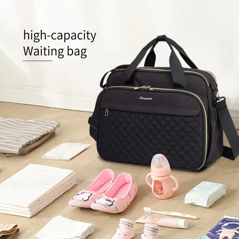 LEQUEEN New Style Waterproof Diaper Bag Black Large Capacity Travel Bag Multifunctional Maternity Mother Baby Stroller Bags