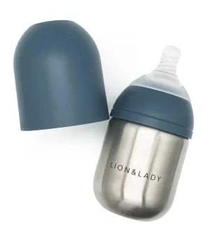 Lion & Lady Stainless Steel Baby Bottle - French Navy