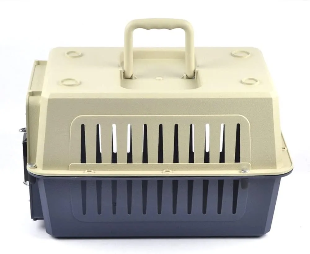 Medium Plastic Cat & Dog Carrier Cage Portable Pet Box Airline Approved Outdoor Kennel Car Travel Box, Blue