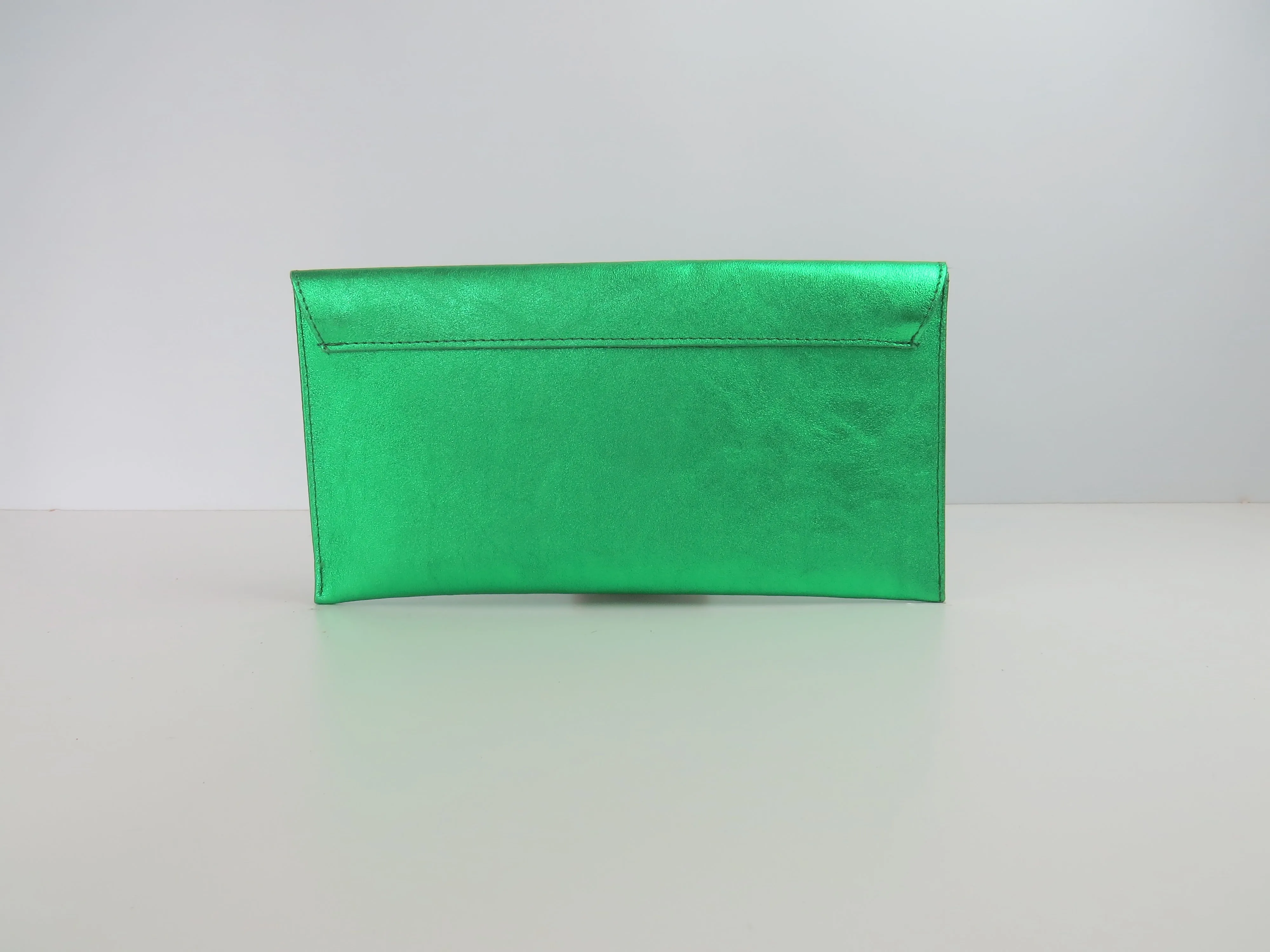 Metallic Kelly Forest Green Envelope Clutch Bag