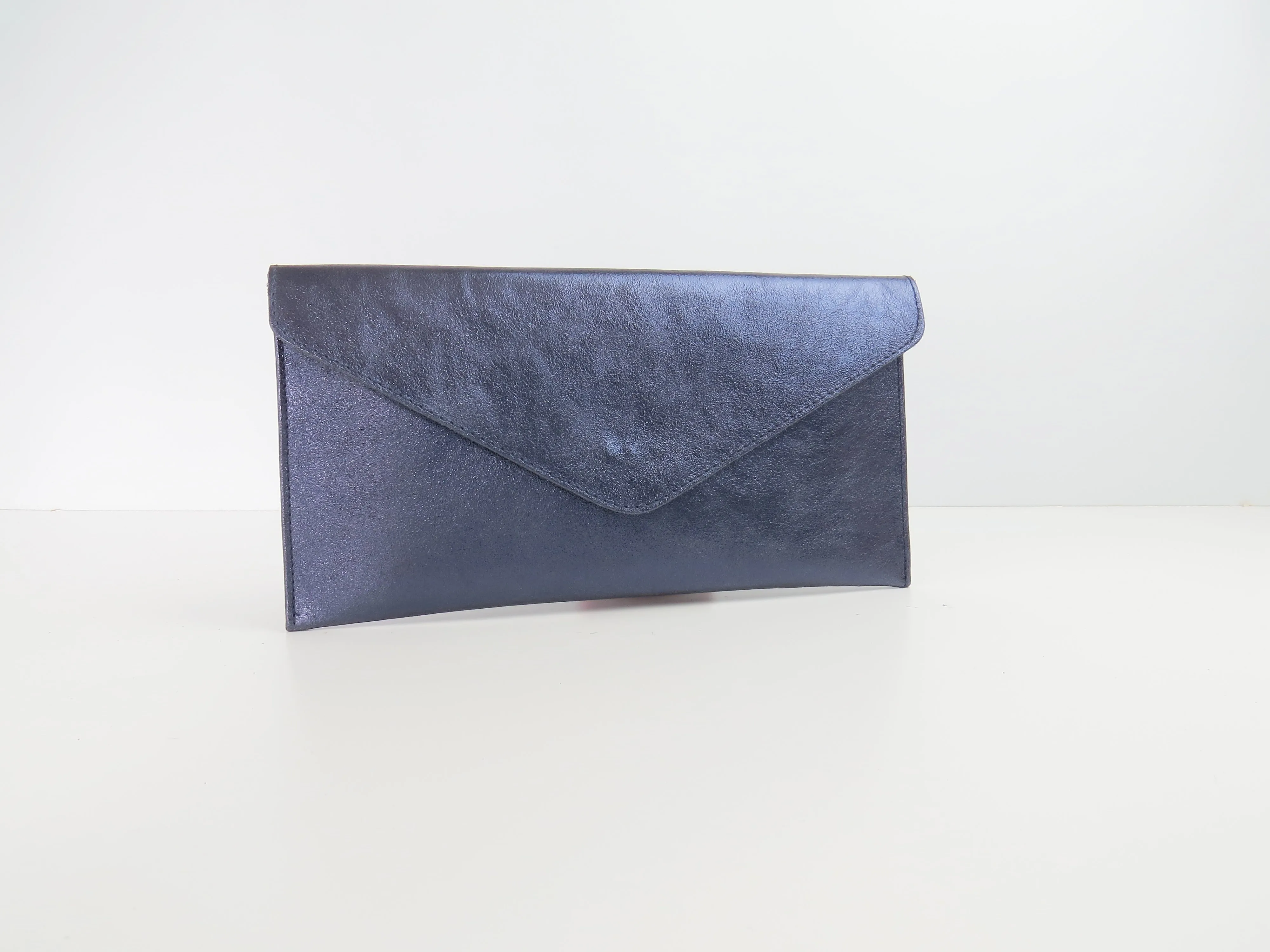 Metallic Midnight Blue Navy Envelope Clutch Bag