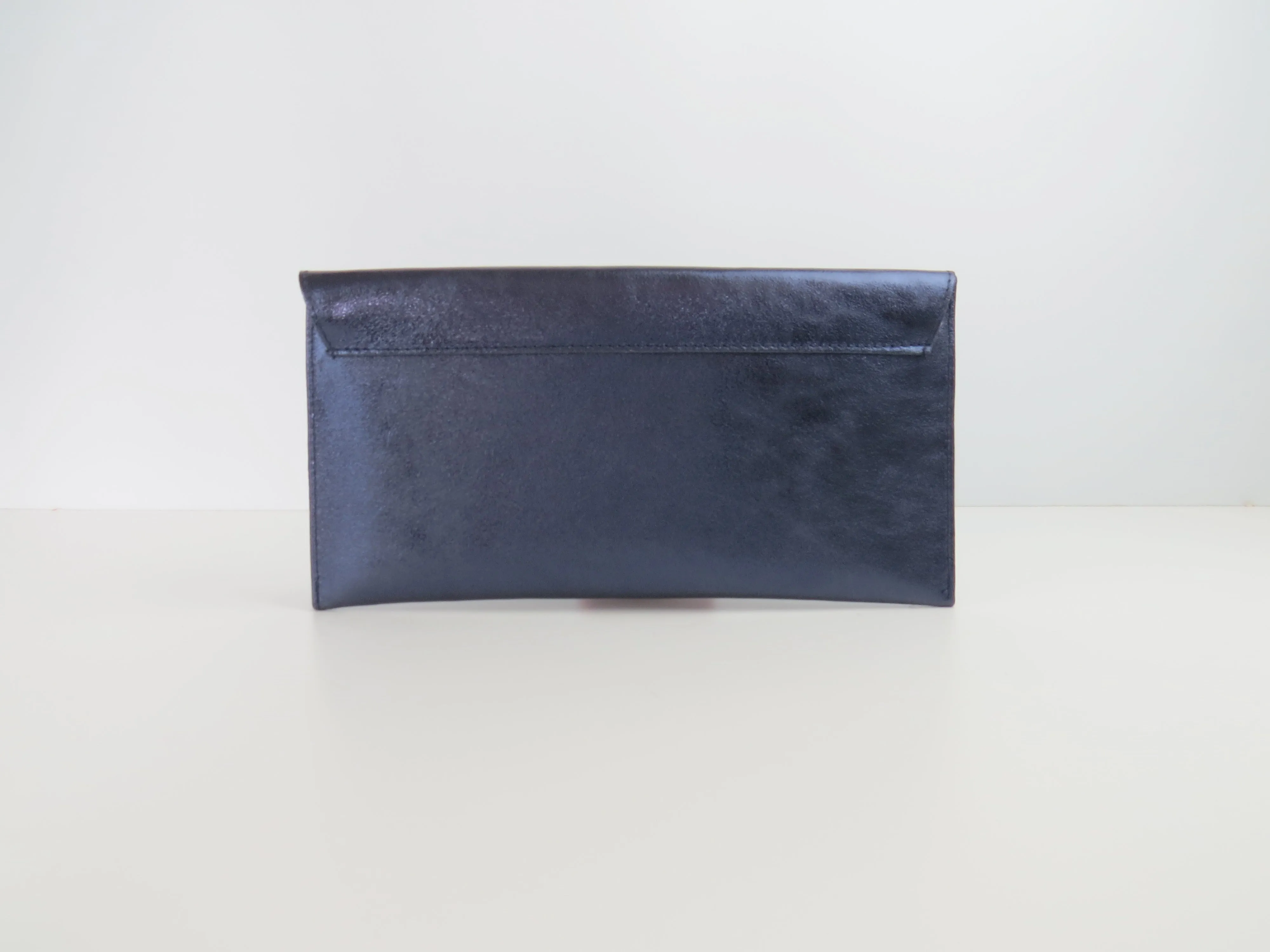 Metallic Midnight Blue Navy Envelope Clutch Bag