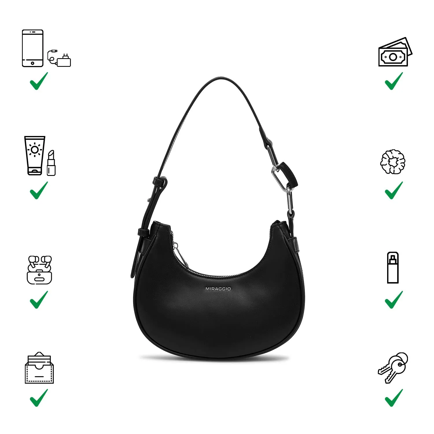 Miraggio Cindy Mini Shoulder Bag (Black)