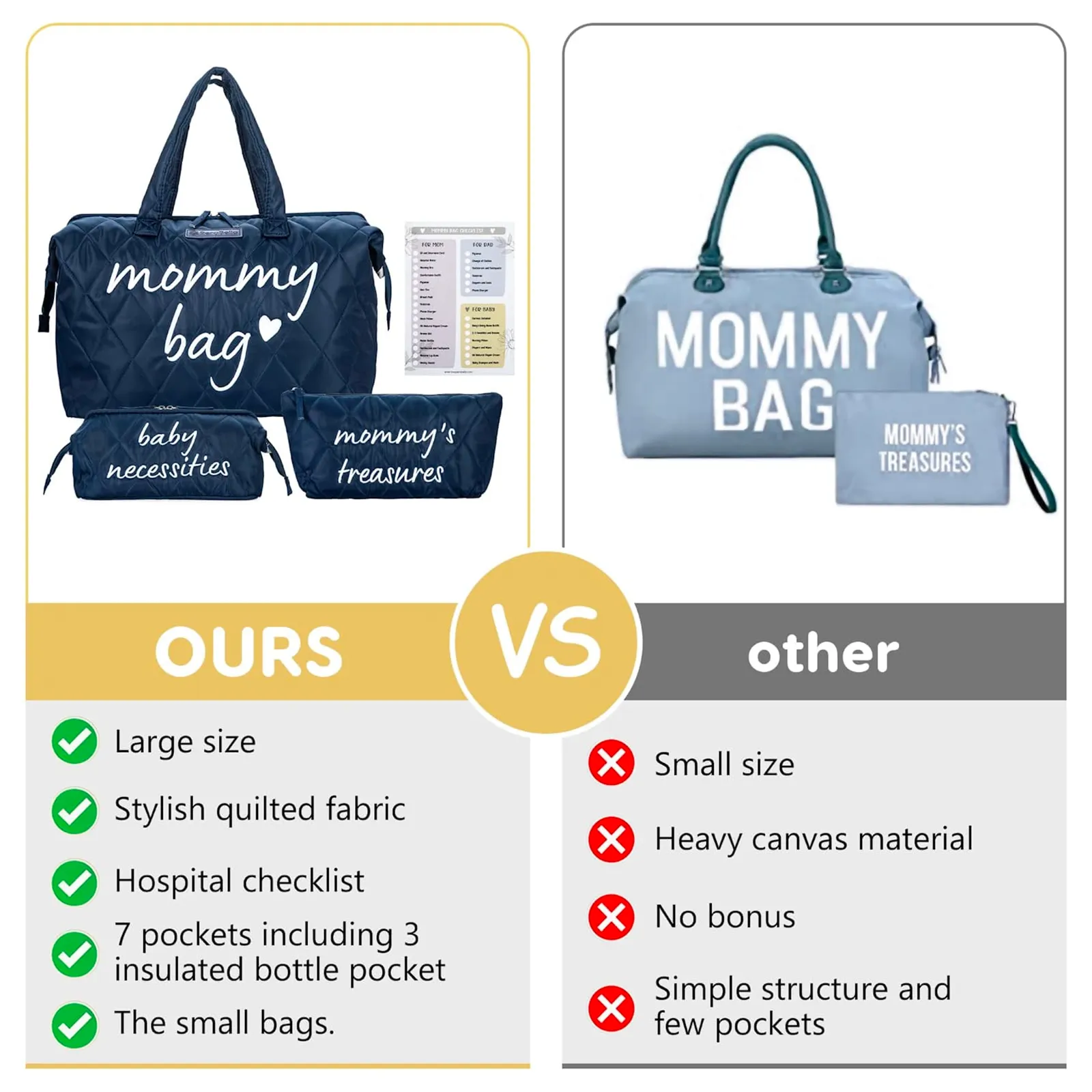 Mommy Bag for Hospital - Blue Handwritten