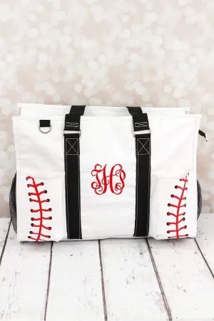 NGIL Baseball Laces with Black Trim Large Organizer Tote