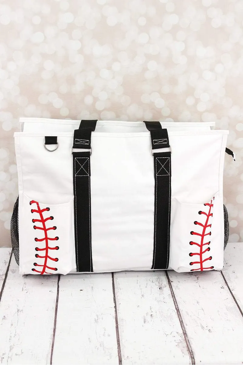 NGIL Baseball Laces with Black Trim Large Organizer Tote