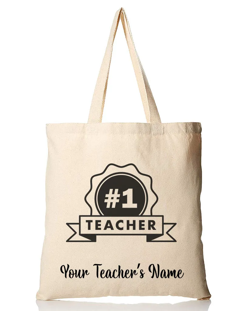 Number One Teacher Customizable Tote Bag - Teacher's Tote Bags