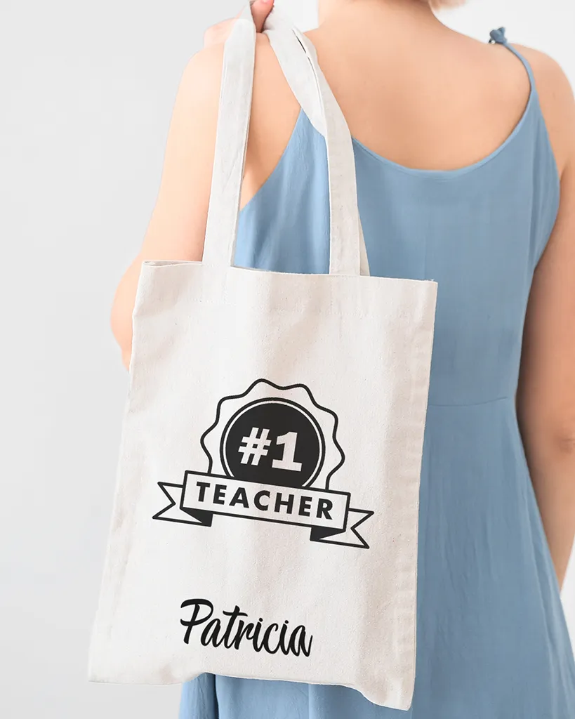 Number One Teacher Customizable Tote Bag - Teacher's Tote Bags