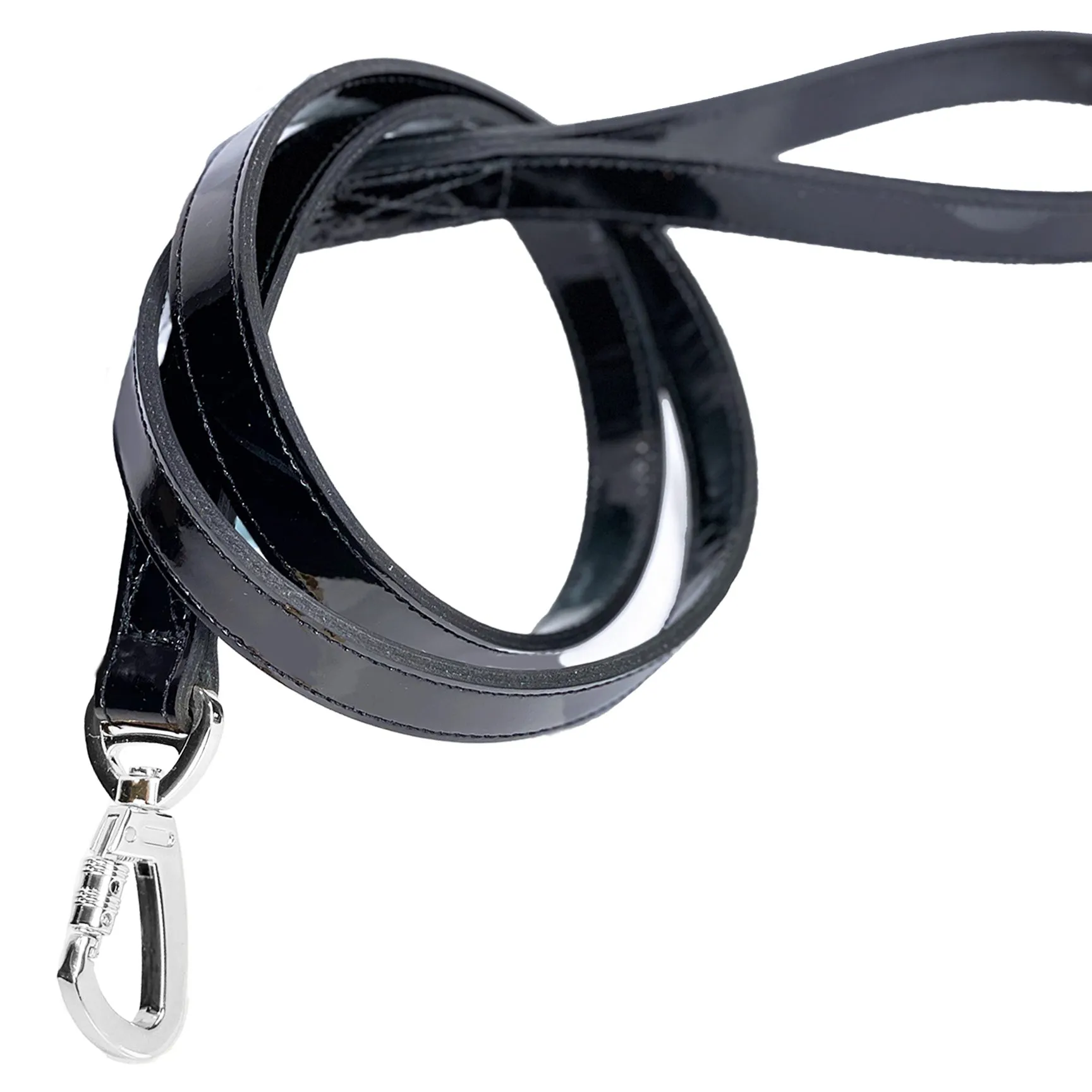 Octagon Dog Leash in Black Patent, Clear Crystal & Nickel