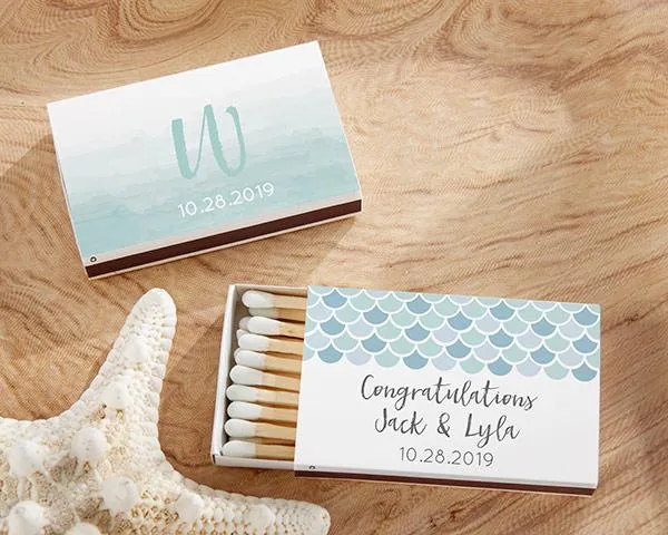 Personalized White Matchboxes - Beach (Set of 50)