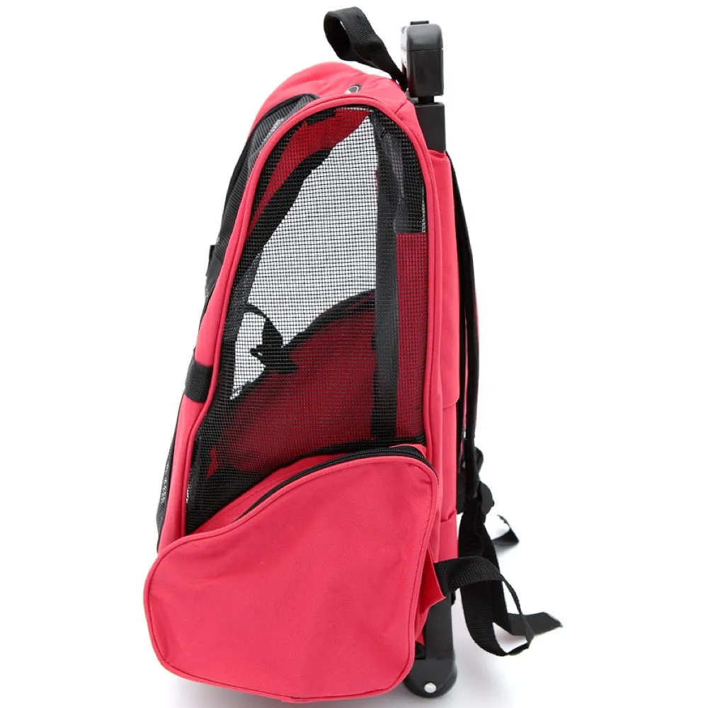 Petcomer Trolley Backpack Pet Carrier (Red)