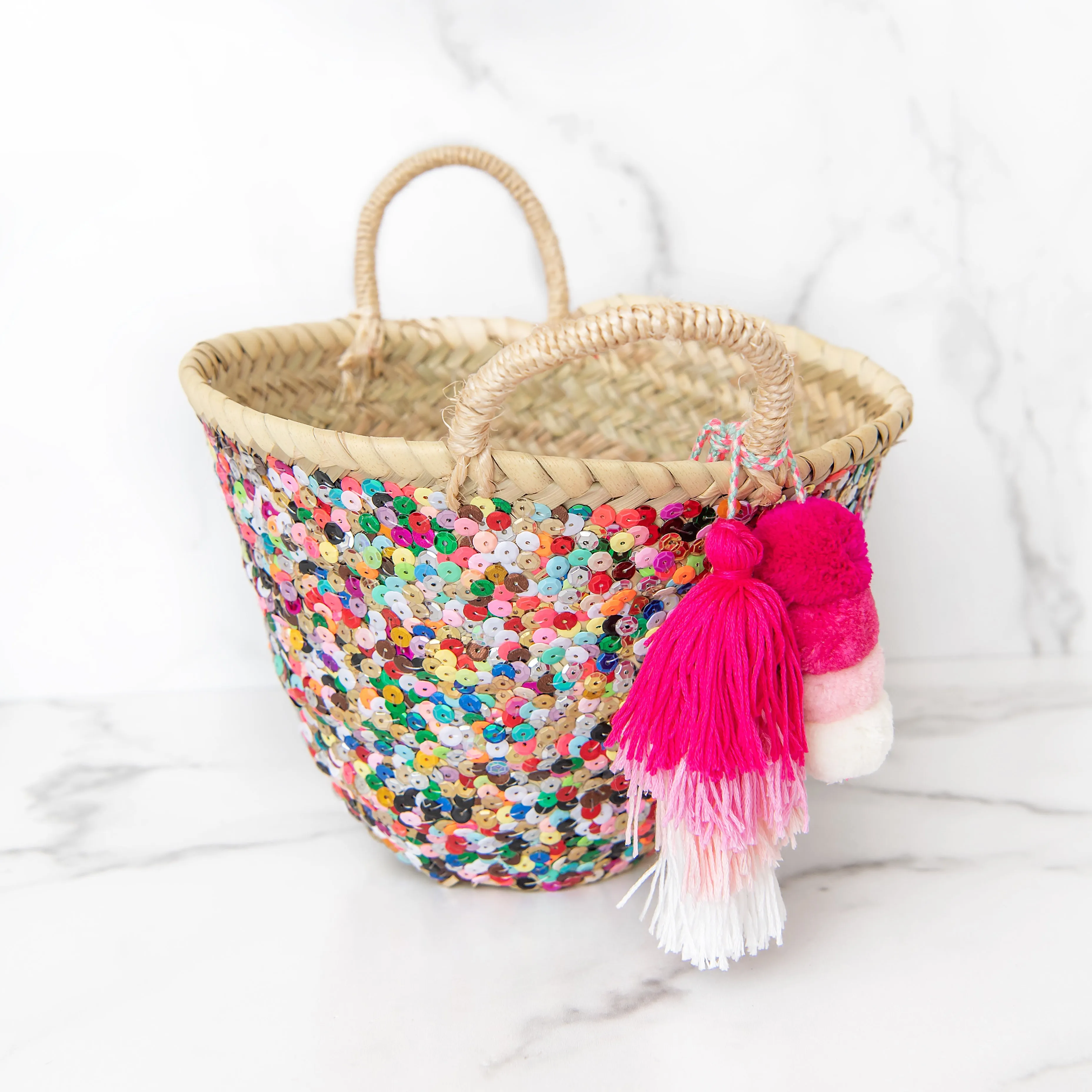 RAINBOW All-Sequin Beach Bag | Mini