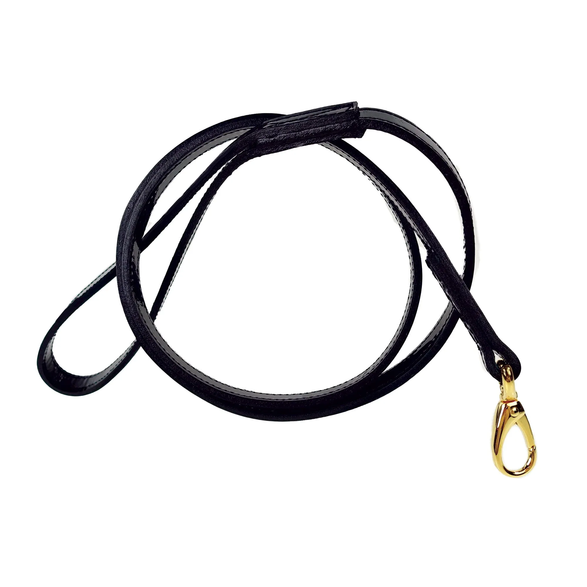 Regency Dog Leash in Black Patent & Gold